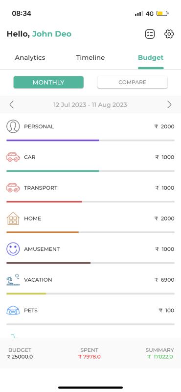 Monthly budget planning